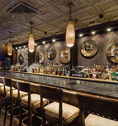 The bar room seating area