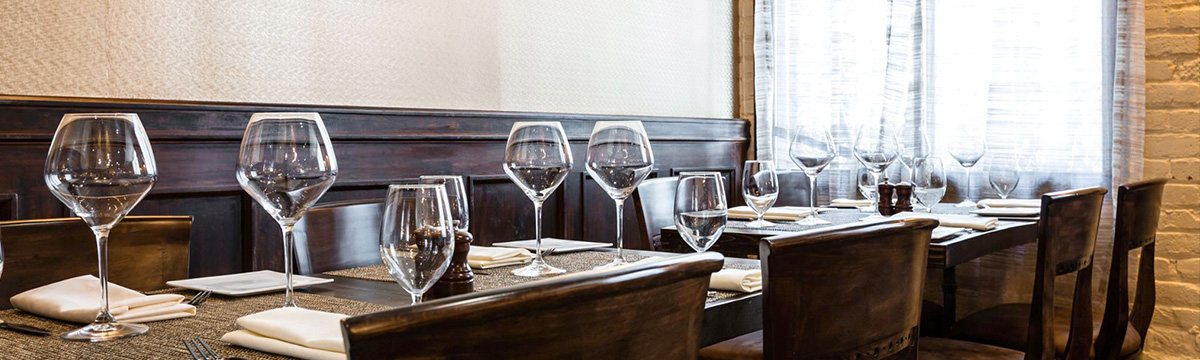 Private dining room laid out for an event